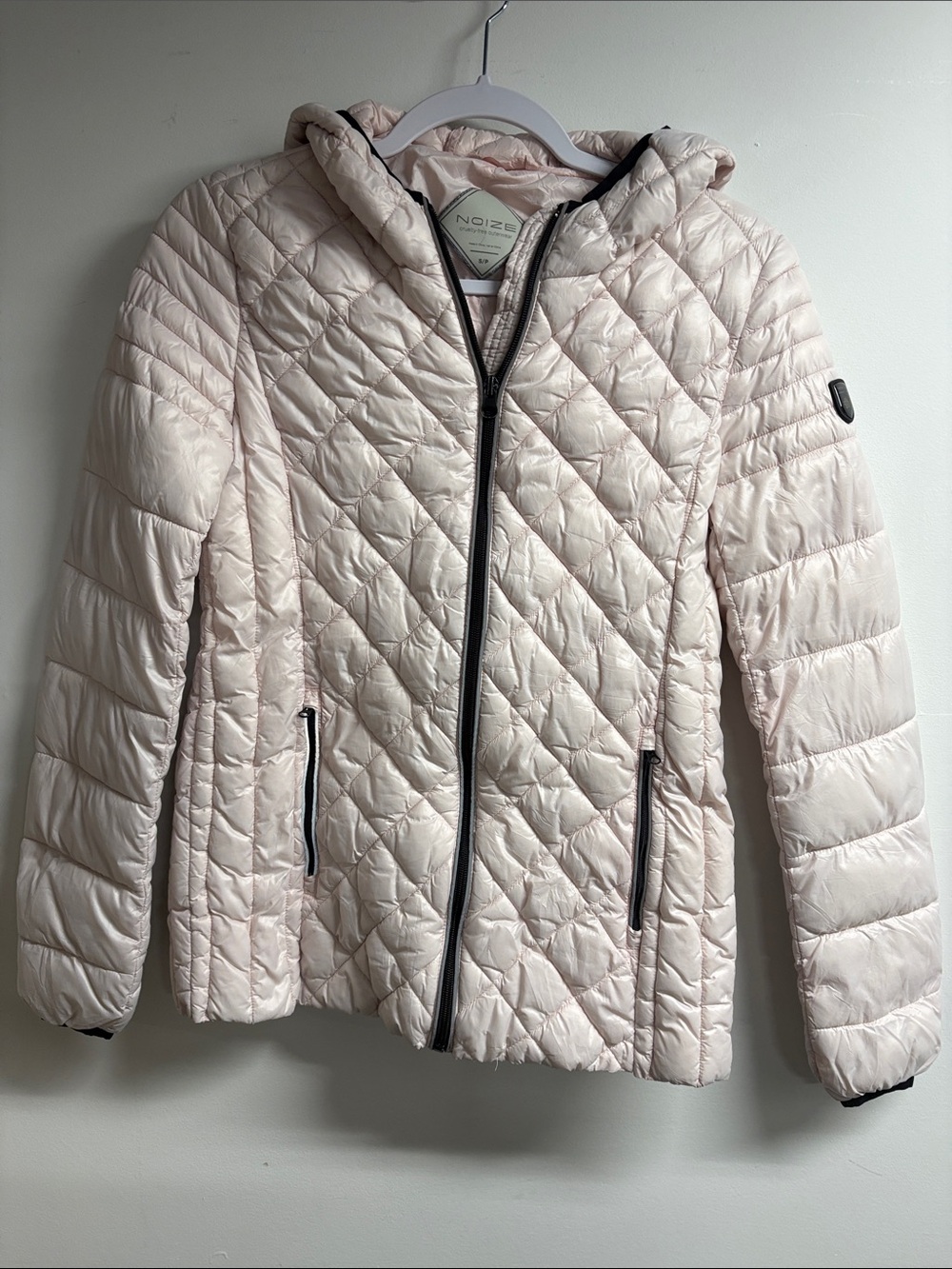 Noize Light Blush Quilted Hooded Puffer Jacket